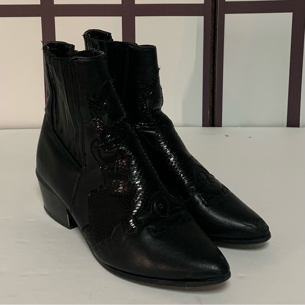 black faux snake heels, size 7